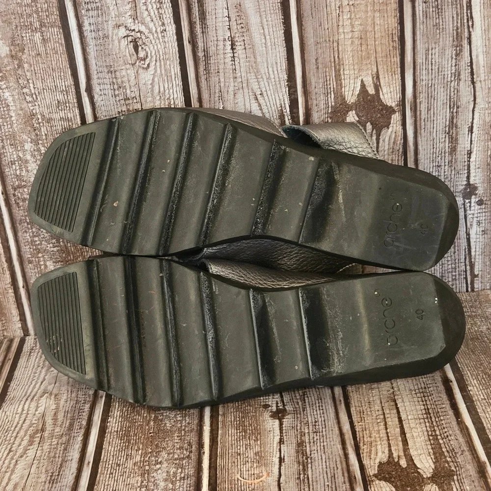 Sz 40/ 9 Womens‎ Arche Metallic Pewter Laser Cut Zigzag Wedge Slide Sandals VGUC